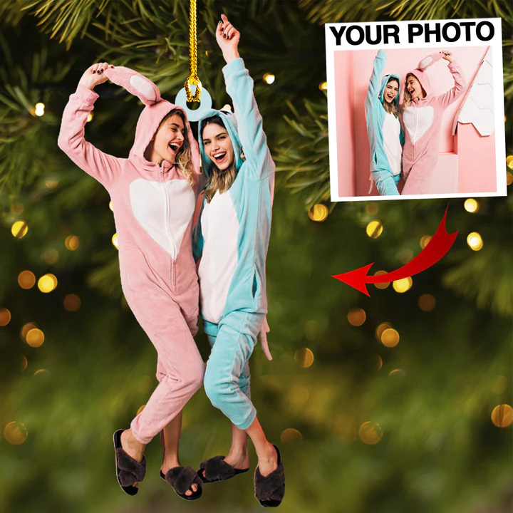 Personalized Photo Mica Ornament - Customize Besties Photo ARND018