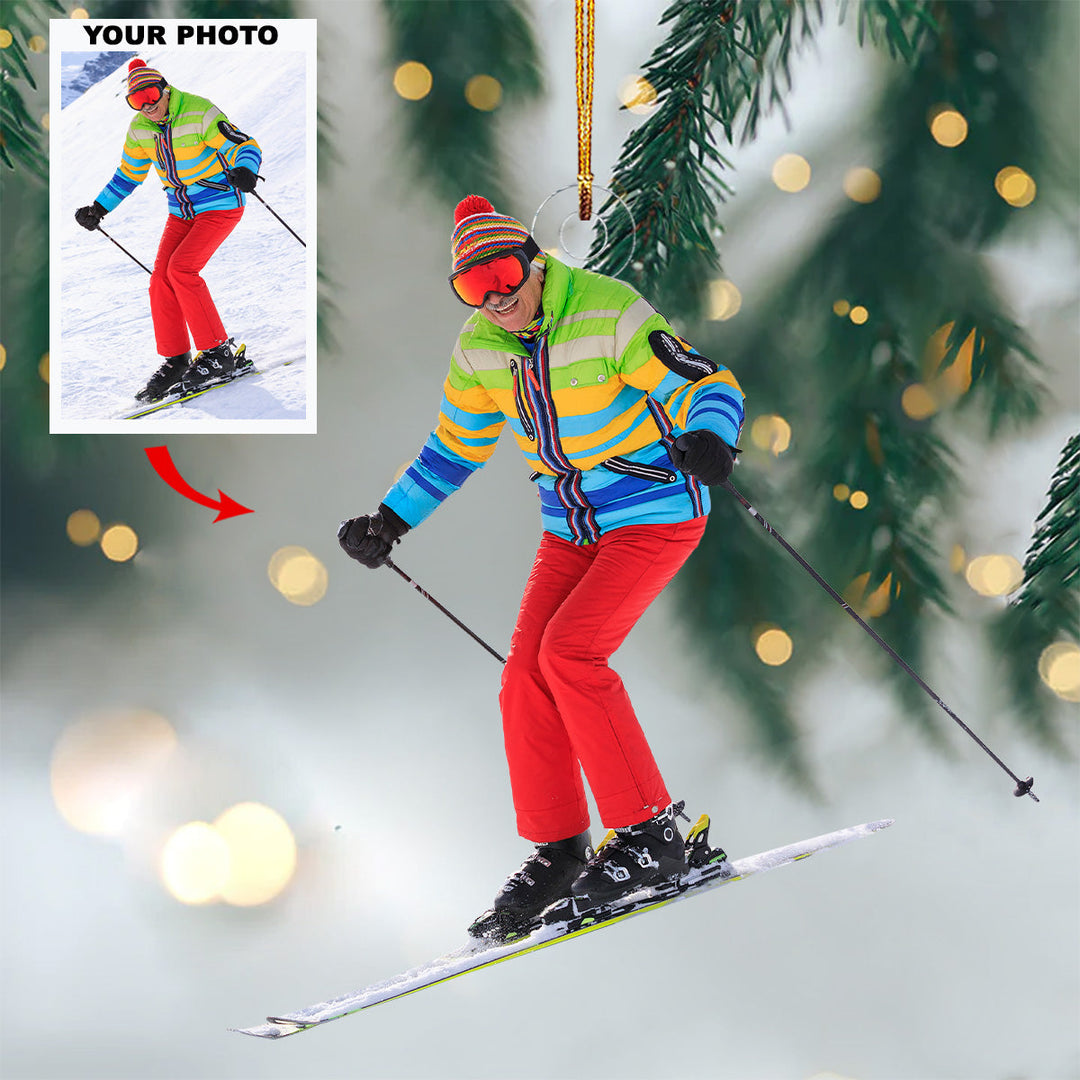 Winter Wonder - Personalized Mica Ornament - Gift For Skiing Lovers, Family Members
