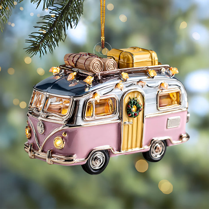 Holiday Camper Van with Lights Mica Ornament NCU0HT004