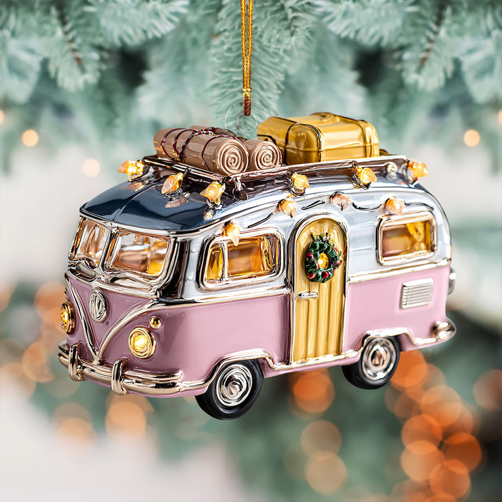 Holiday Camper Van with Lights Mica Ornament NCU0HT004