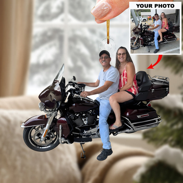 Holiday Ride Together - Personalized Photo Mica Ornament - Christmas Gift For Family Members, Motorcycle Lovers