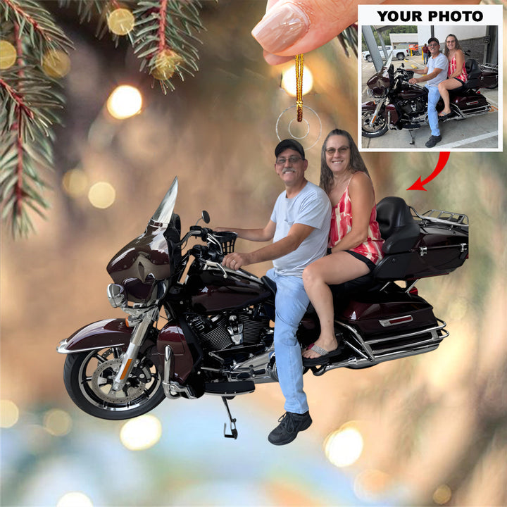 Holiday Ride Together - Personalized Photo Mica Ornament - Christmas Gift For Family Members, Motorcycle Lovers