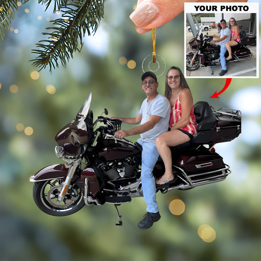 Holiday Ride Together - Personalized Photo Mica Ornament - Christmas Gift For Family Members, Motorcycle Lovers