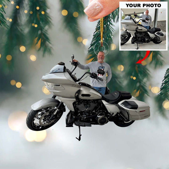 Proud Bike Moment - Personalized Photo Mica Ornament - Christmas Gift For Family Members, Motorcycle Lovers