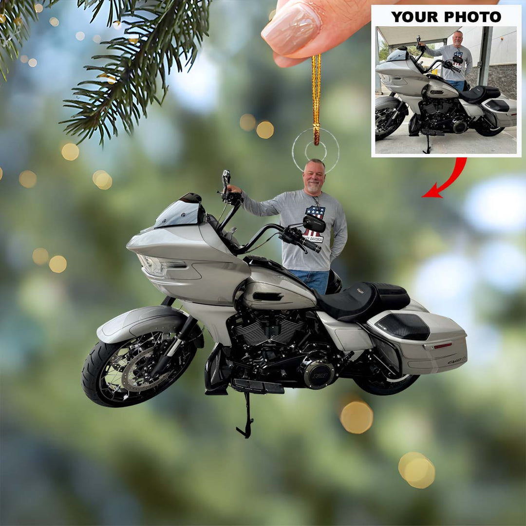 Proud Bike Moment - Personalized Photo Mica Ornament - Christmas Gift For Family Members, Motorcycle Lovers