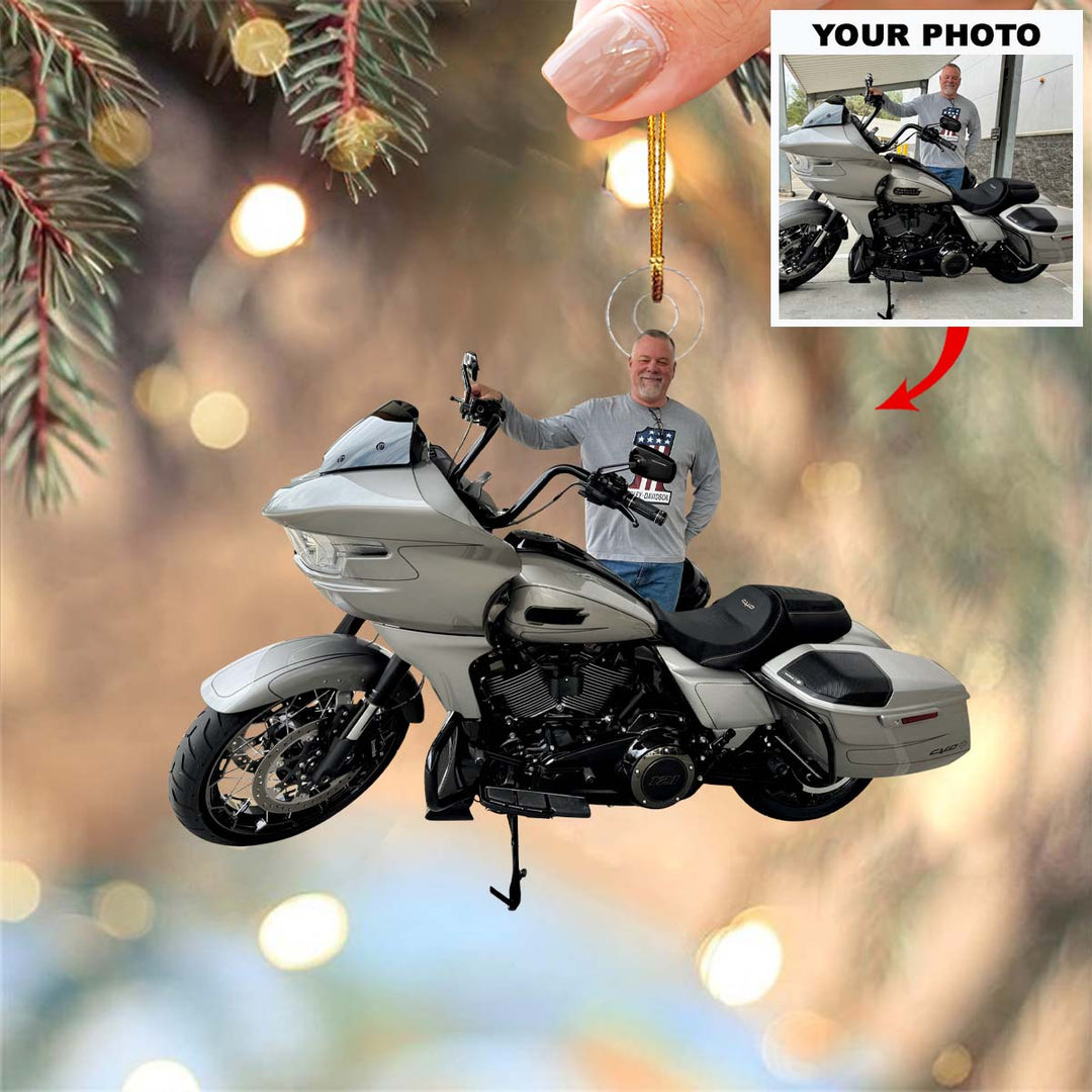 Proud Bike Moment - Personalized Photo Mica Ornament - Christmas Gift For Family Members, Motorcycle Lovers
