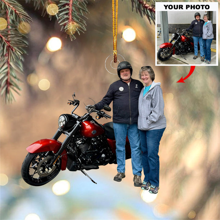 Joyful Journey - Personalized Photo Mica Ornament - Christmas Gift For Family Members, Motorcycle Lovers