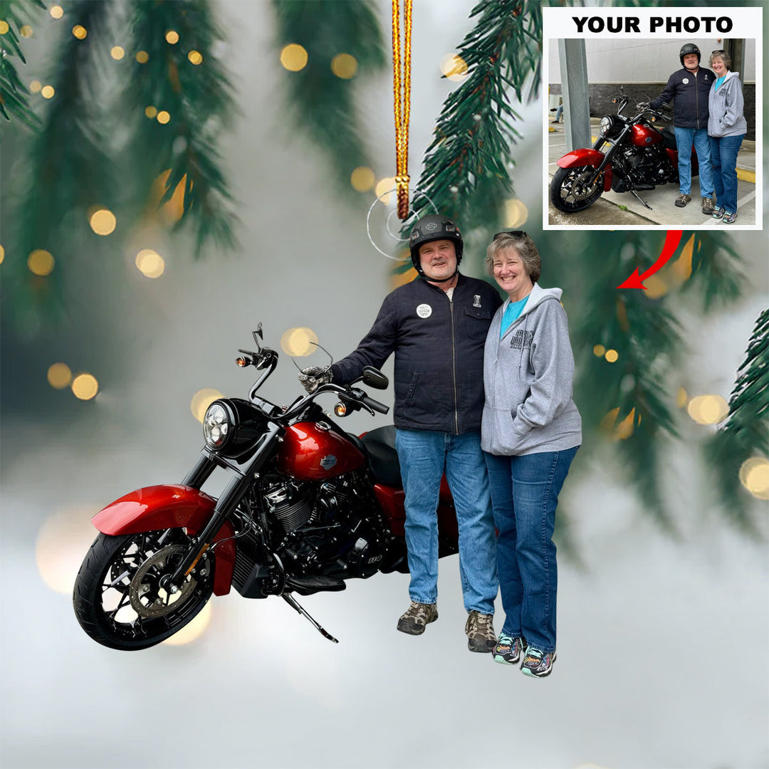 Joyful Journey - Personalized Photo Mica Ornament - Christmas Gift For Family Members, Motorcycle Lovers