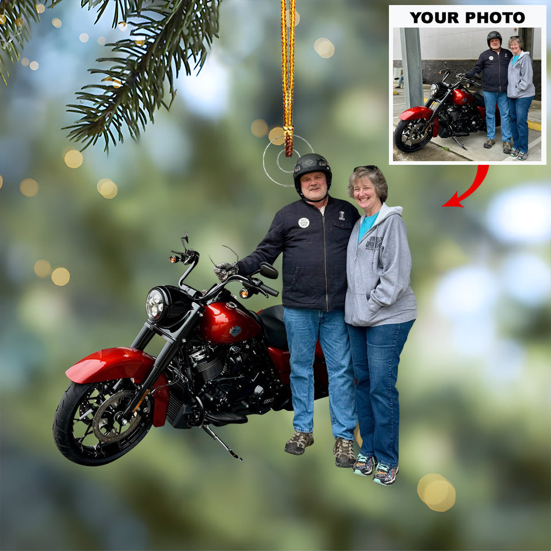 Joyful Journey - Personalized Photo Mica Ornament - Christmas Gift For Family Members, Motorcycle Lovers