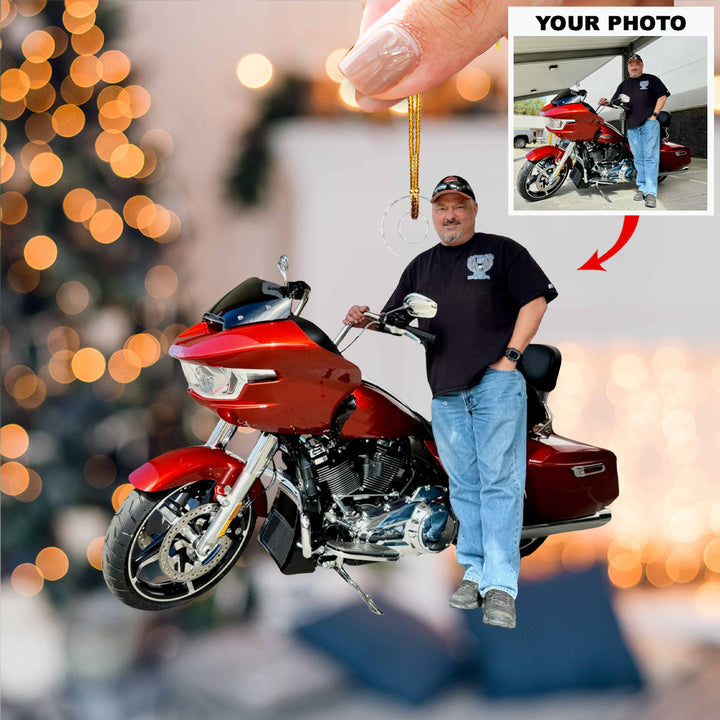 Solo Road Adventure - Personalized Photo Mica Ornament - Christmas Gift For Family Members, Motorcycle Lovers