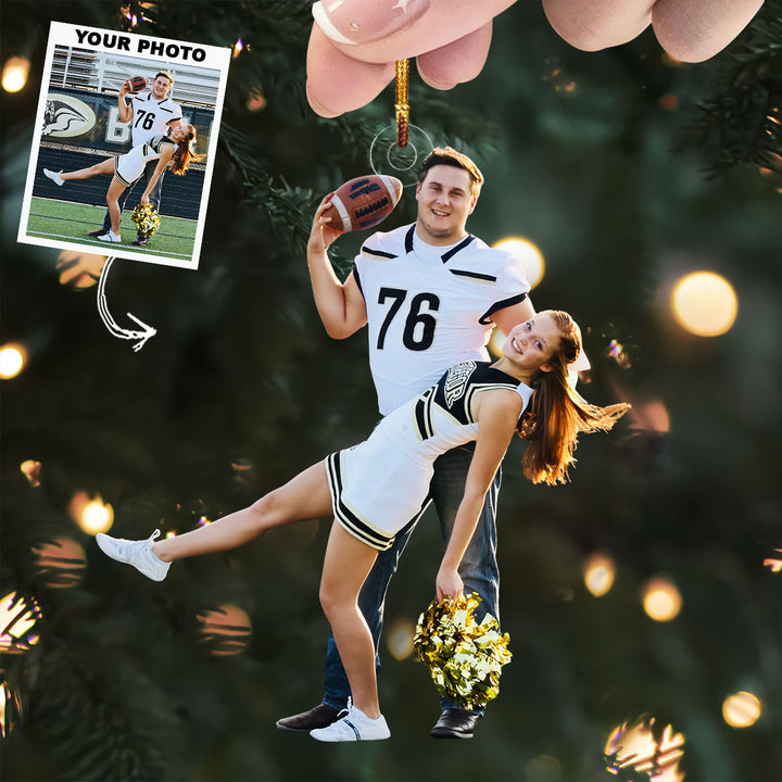 Golden Duo - Personalized Photo Mica Ornament - Gift For Couple, Family Members