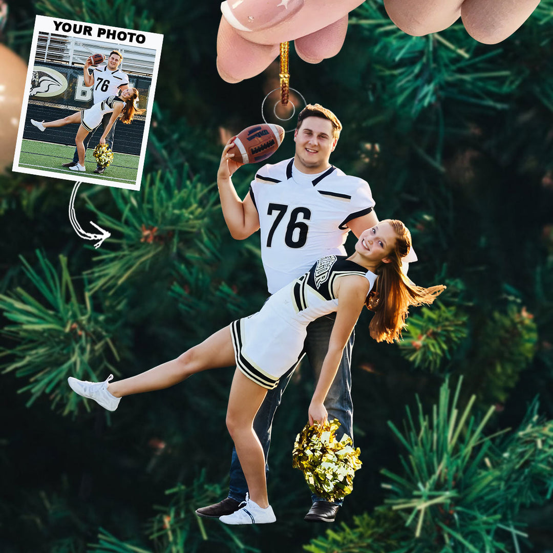 Golden Duo - Personalized Photo Mica Ornament - Gift For Couple, Family Members