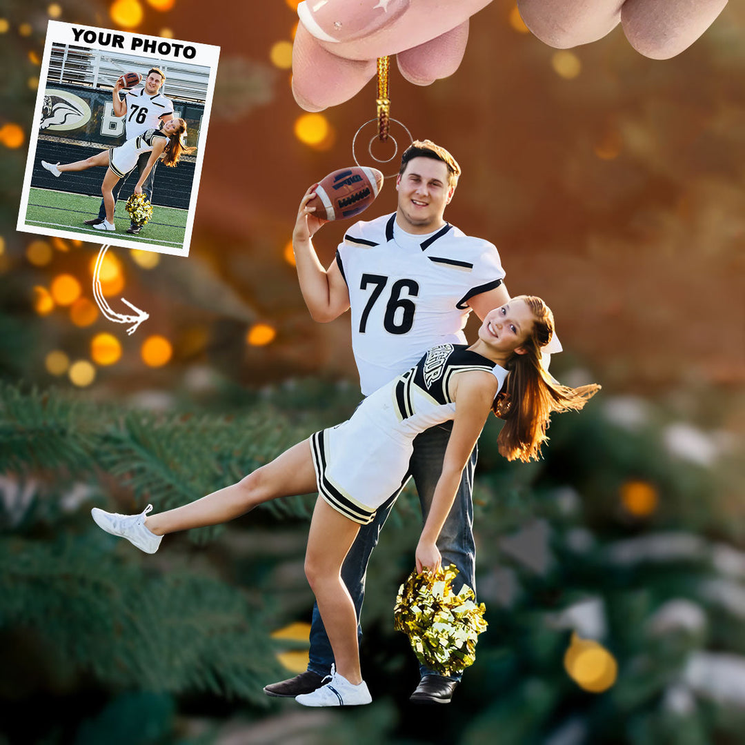 Golden Duo - Personalized Photo Mica Ornament - Gift For Couple, Family Members