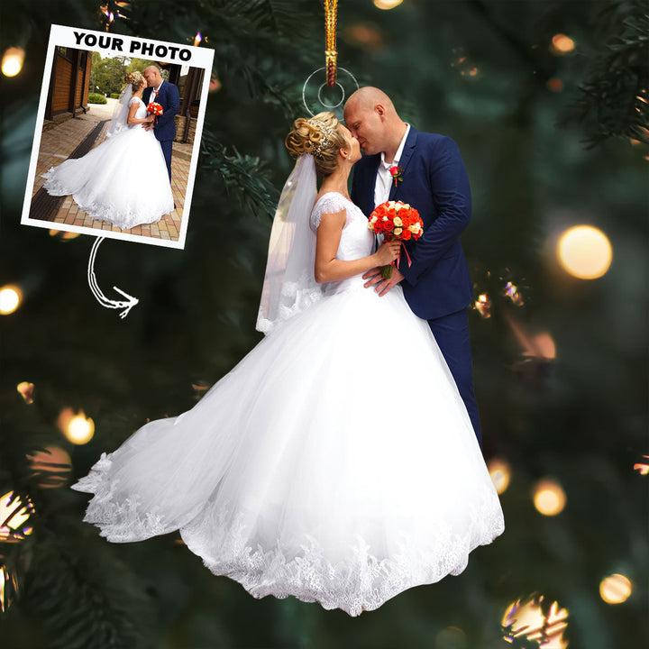 Sweet Moment Forever Together - Personalized Photo Mica Ornament - Gift For Couple, Family Members