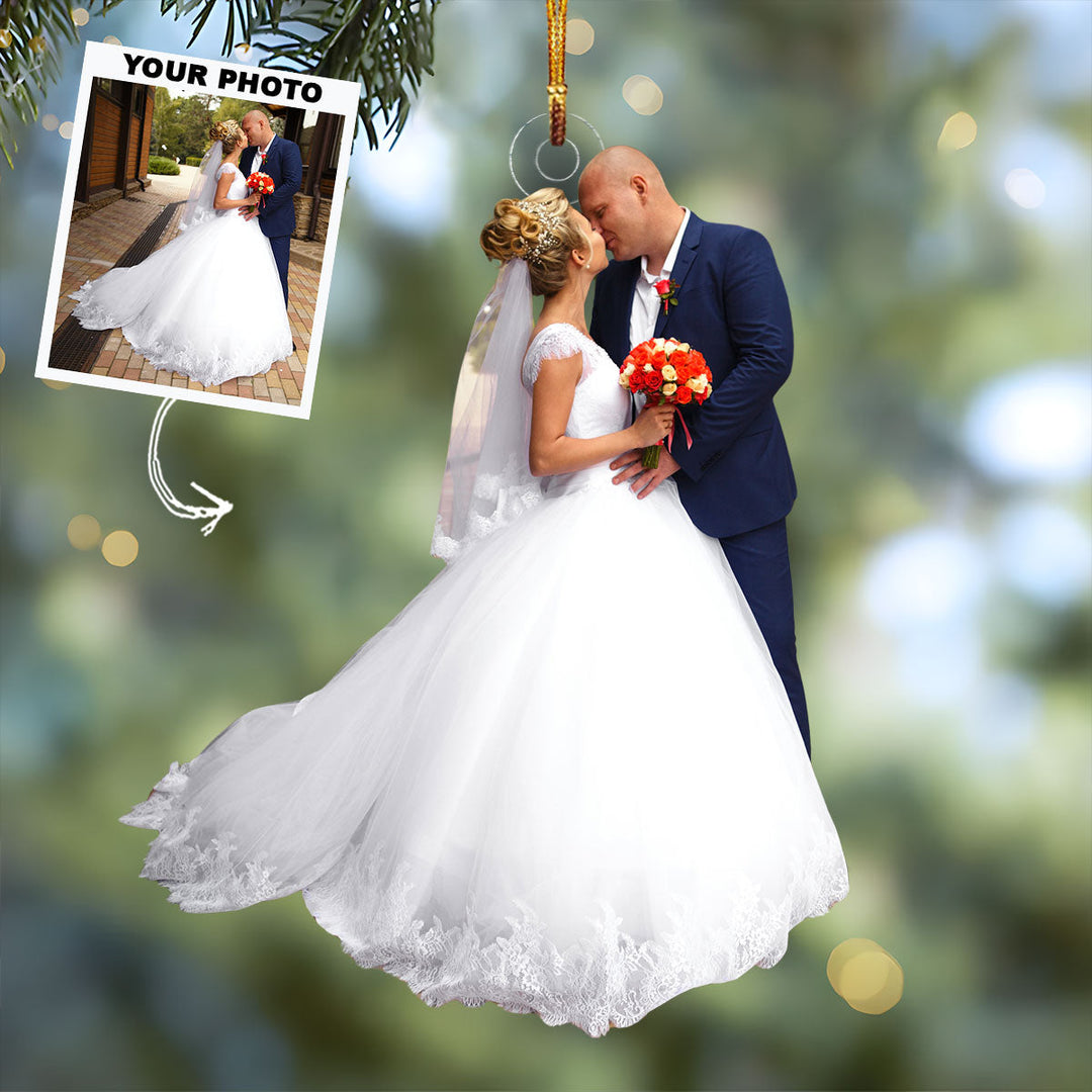 Sweet Moment Forever Together - Personalized Photo Mica Ornament - Gift For Couple, Family Members