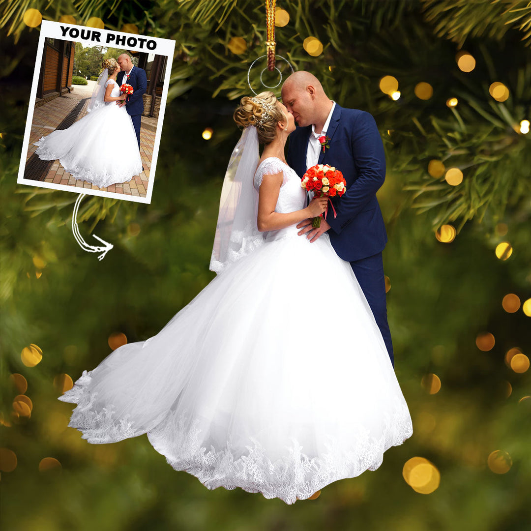 Sweet Moment Forever Together - Personalized Photo Mica Ornament - Gift For Couple, Family Members