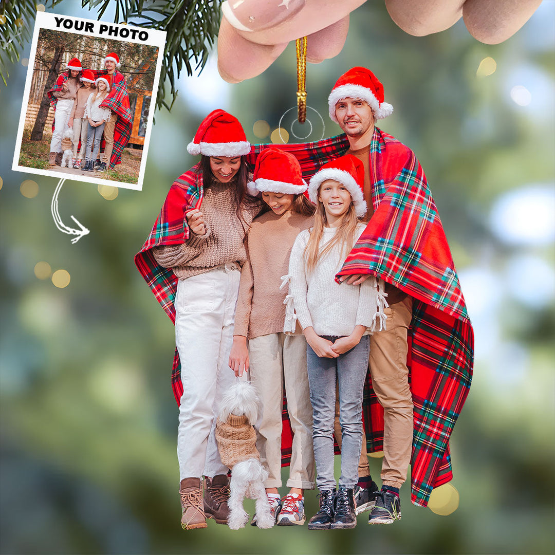 Christmas With Family - Personalized Photo Mica Ornament - Gift For Family, Family Members