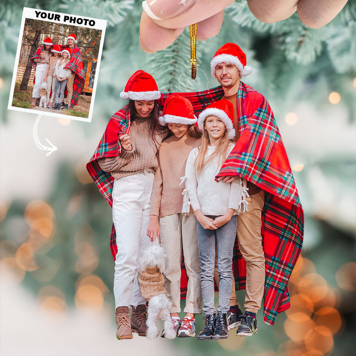 Christmas With Family - Personalized Photo Mica Ornament - Gift For Family, Family Members