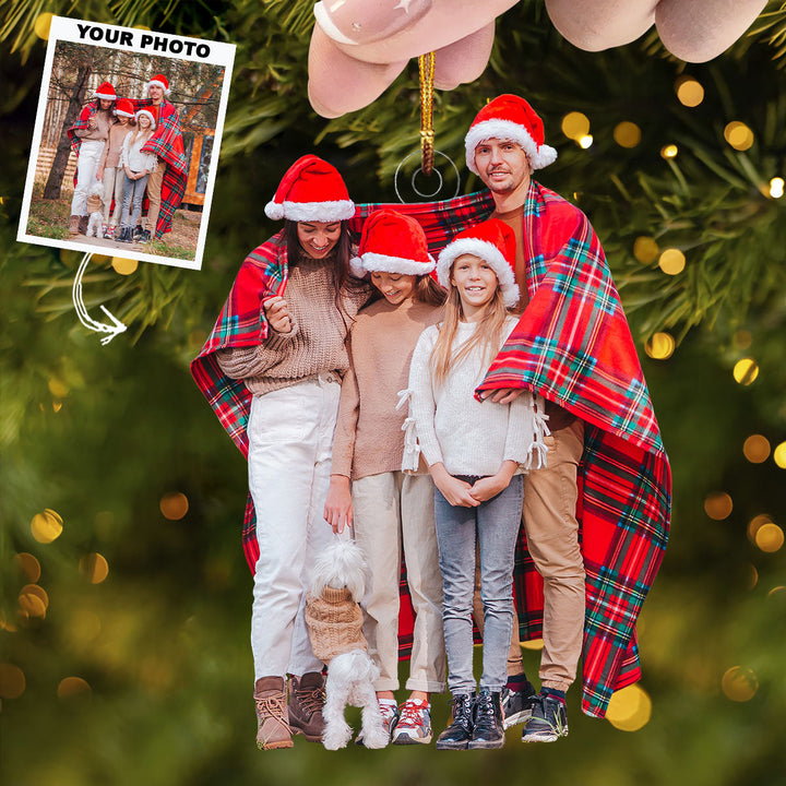 Christmas With Family - Personalized Photo Mica Ornament - Gift For Family, Family Members