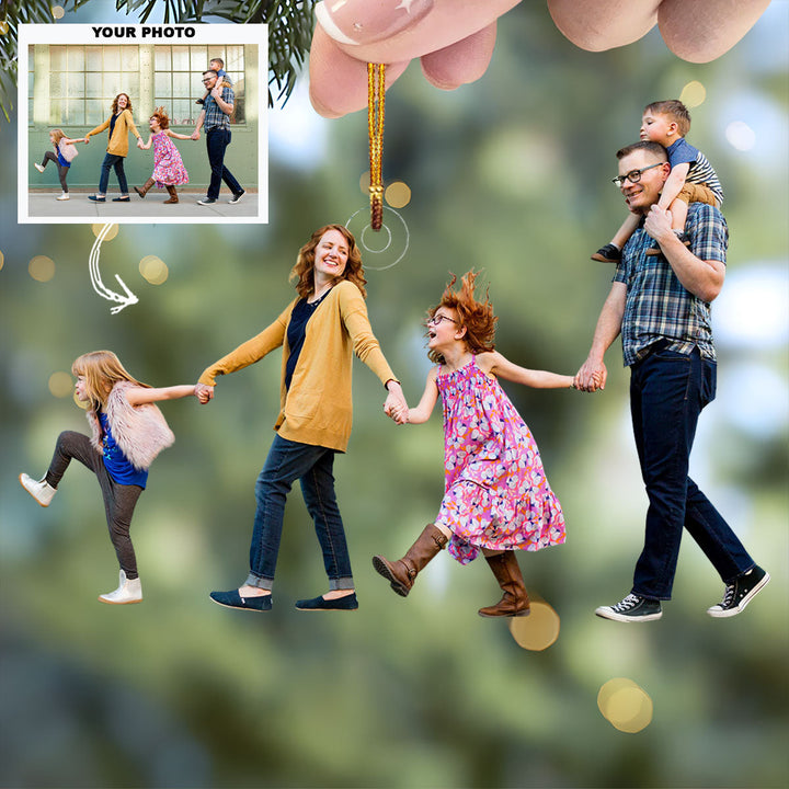 Family Forever - Personalized Photo Mica Ornament - Gift For Family, Family Members