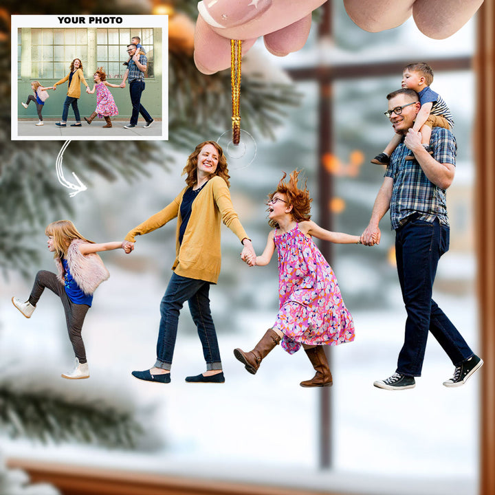 Family Forever - Personalized Photo Mica Ornament - Gift For Family, Family Members