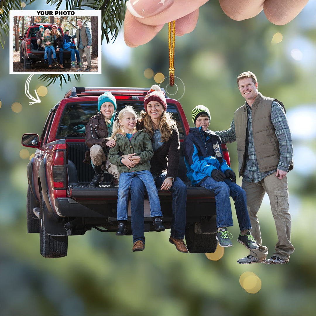 Family Truck - Personalized Photo Mica Ornament - Gift For Family, Family Members