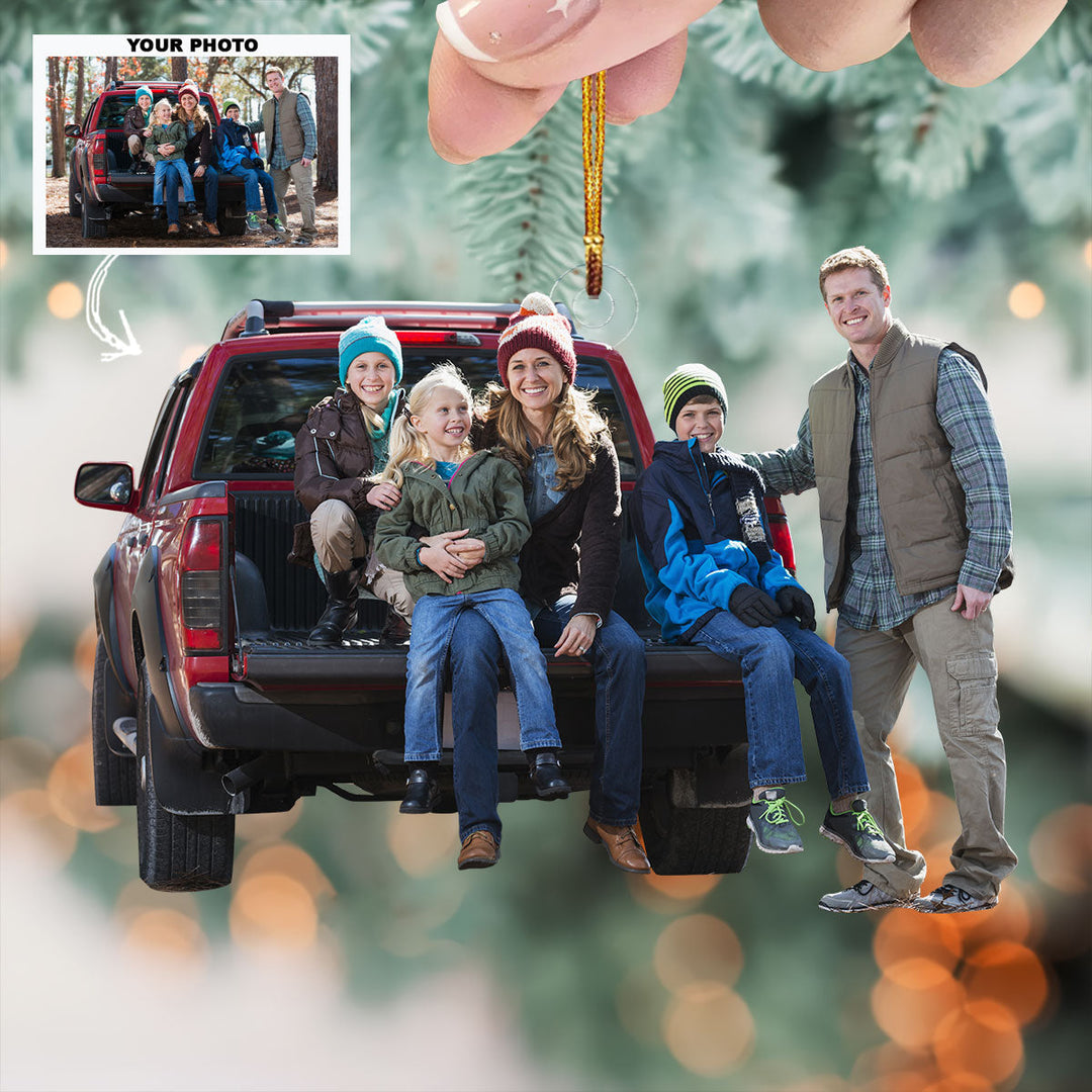 Family Truck - Personalized Photo Mica Ornament - Gift For Family, Family Members