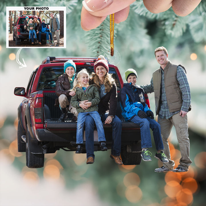 Family Truck - Personalized Photo Mica Ornament - Gift For Family, Family Members