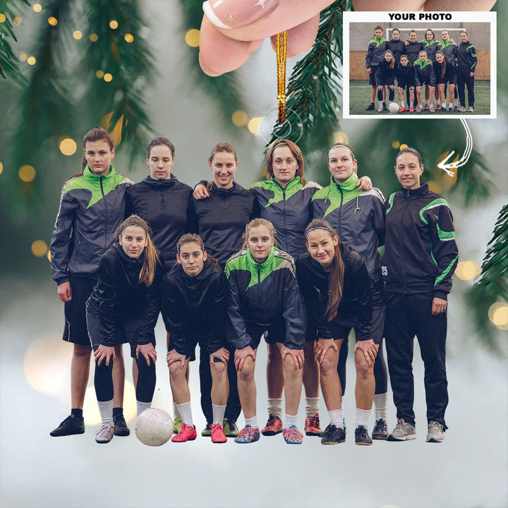 Field Warriors - Personalized Photo Mica Ornament - Christmas Gift For Football Players, Football Lovers