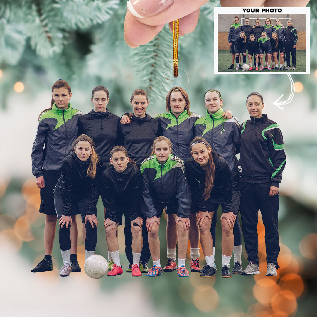 Field Warriors - Personalized Photo Mica Ornament - Christmas Gift For Football Players, Football Lovers