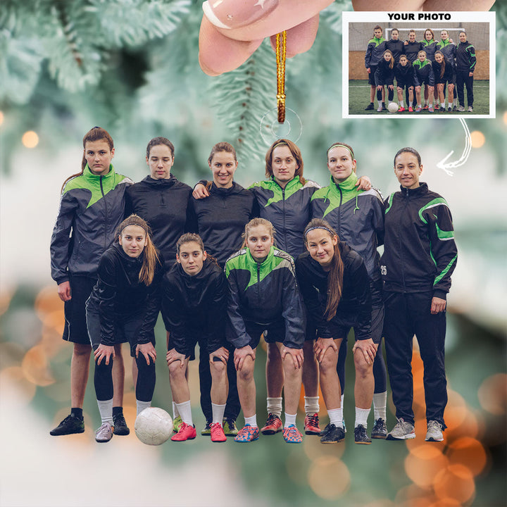 Field Warriors - Personalized Photo Mica Ornament - Christmas Gift For Football Players, Football Lovers