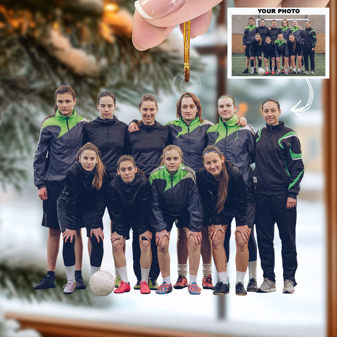 Field Warriors - Personalized Photo Mica Ornament - Christmas Gift For Football Players, Football Lovers