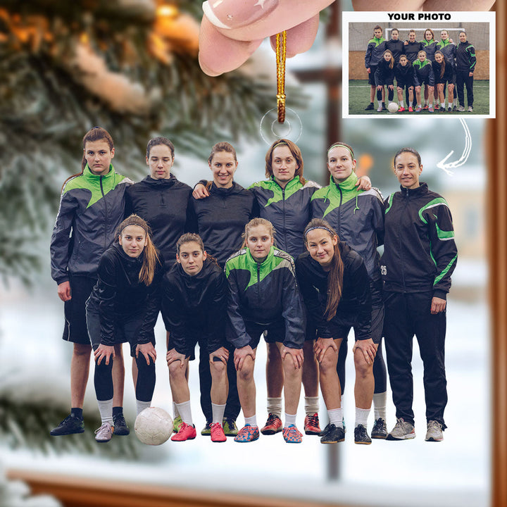 Field Warriors - Personalized Photo Mica Ornament - Christmas Gift For Football Players, Football Lovers
