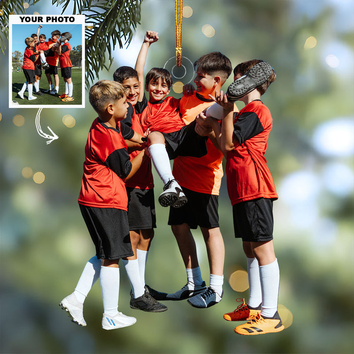 Shooting Stars - Personalized Photo Mica Ornament - Christmas Gift For Football Players, Football Lovers