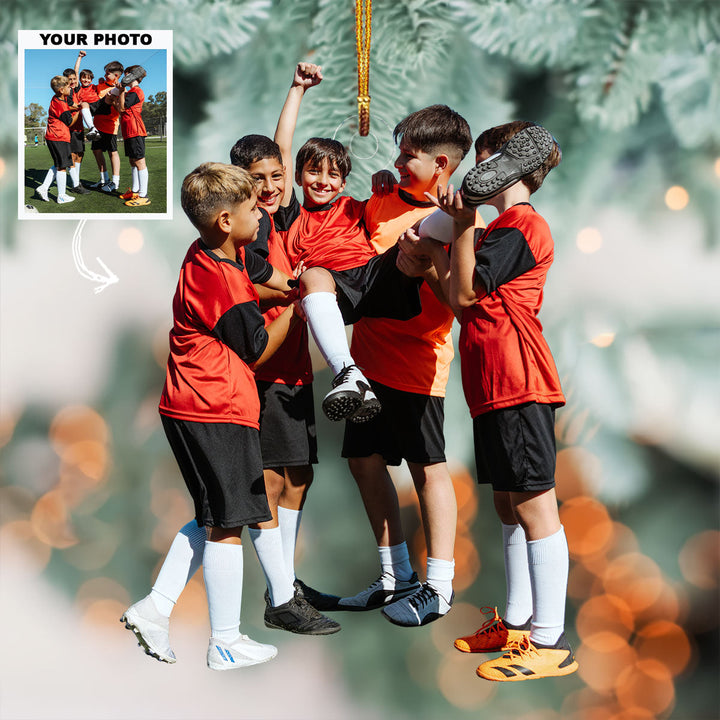 Shooting Stars - Personalized Photo Mica Ornament - Christmas Gift For Football Players, Football Lovers