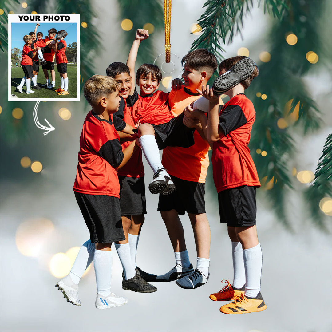 Shooting Stars - Personalized Photo Mica Ornament - Christmas Gift For Football Players, Football Lovers