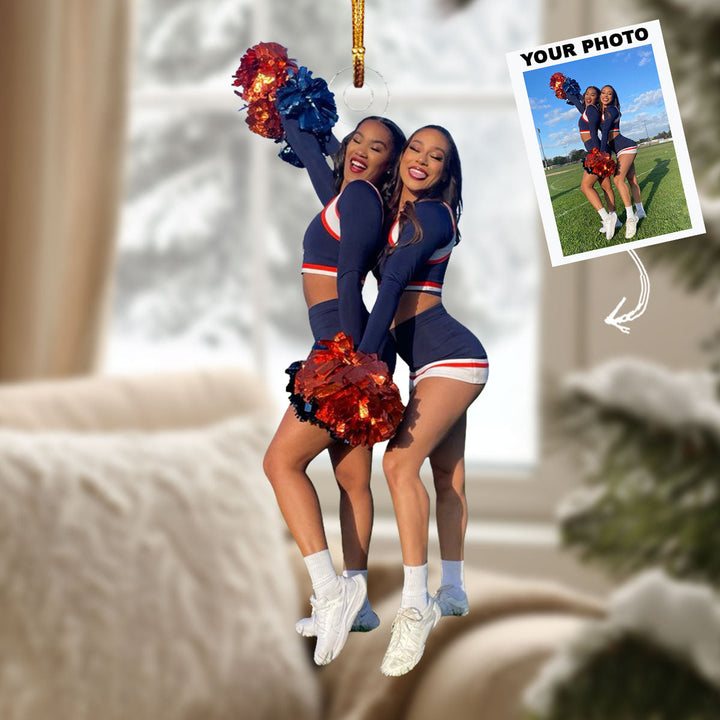 Cheerful Twins - Personalized Photo Mica Ornament - Gift For Besties, Friends