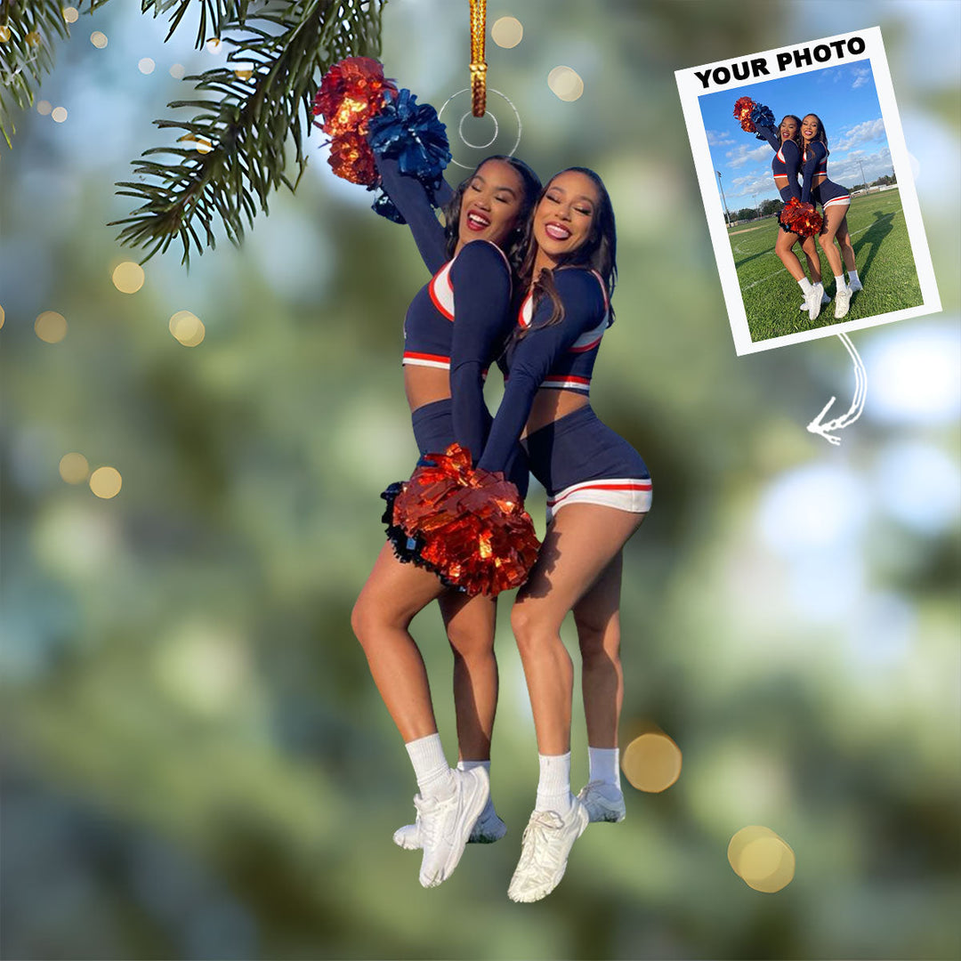 Cheerful Twins - Personalized Photo Mica Ornament - Gift For Besties, Friends