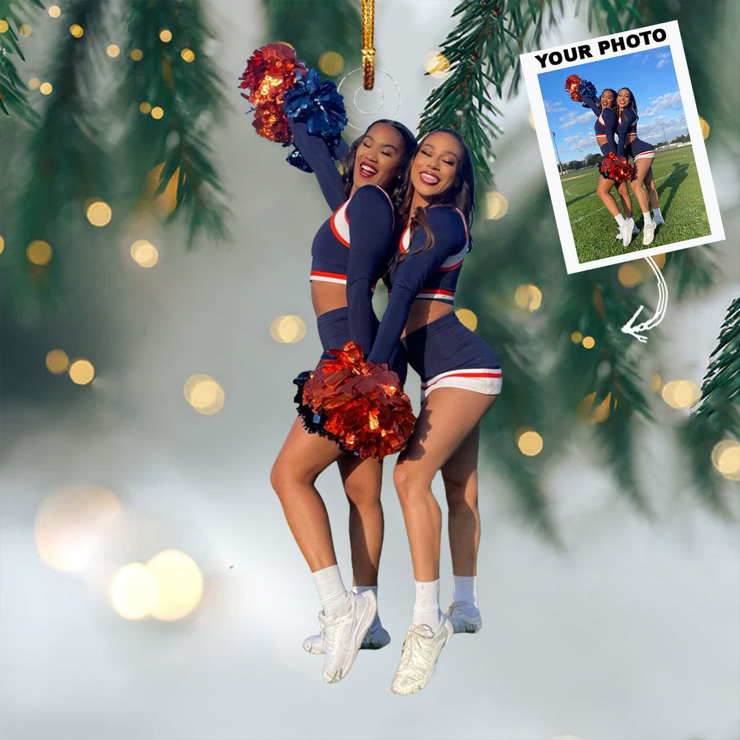 Cheerful Twins - Personalized Photo Mica Ornament - Gift For Besties, Friends