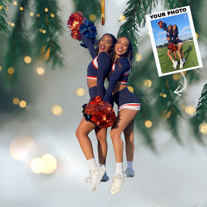 Cheerful Twins - Personalized Photo Mica Ornament - Gift For Besties, Friends