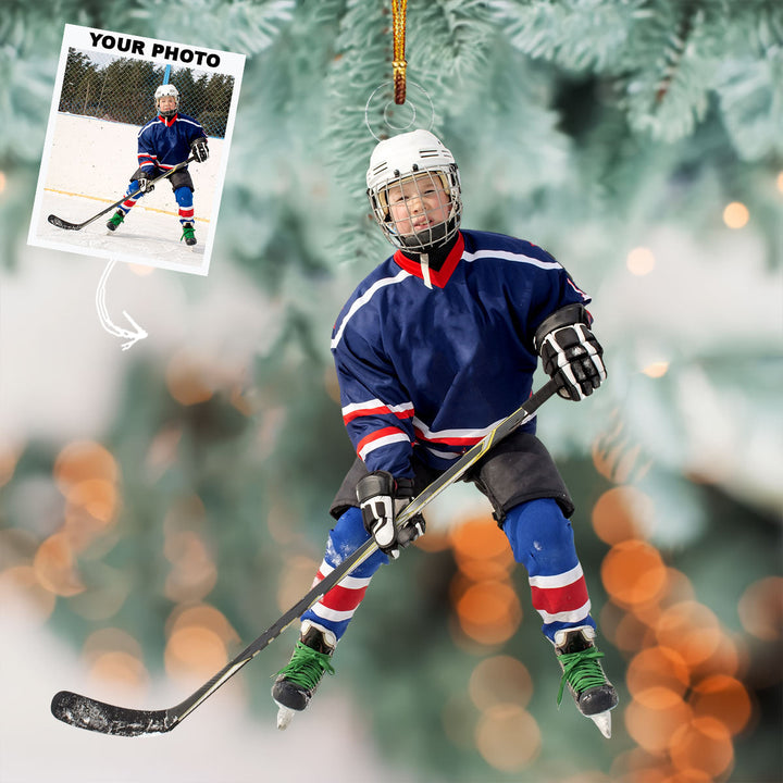 Winter Warrior - Personalized Photo Mica Ornament - Christmas Gift For Ice Hockey Players, Ice Hockey Lovers