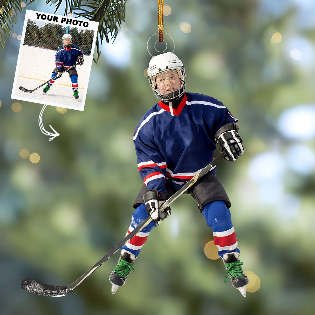 Winter Warrior - Personalized Photo Mica Ornament - Christmas Gift For Ice Hockey Players, Ice Hockey Lovers