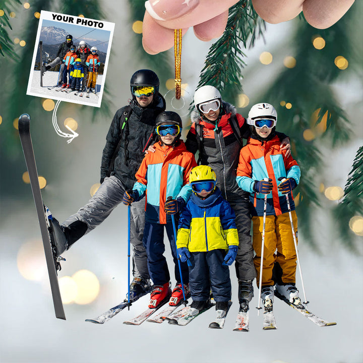 Snowbound Squad - Personalized Photo Mica Ornament - Christmas Gift For Ice Skiing Players, Skiing Lovers