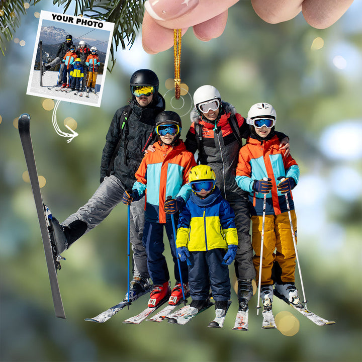 Snowbound Squad - Personalized Photo Mica Ornament - Christmas Gift For Ice Skiing Players, Skiing Lovers