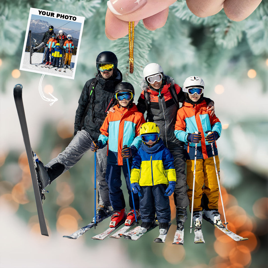 Snowbound Squad - Personalized Photo Mica Ornament - Christmas Gift For Ice Skiing Players, Skiing Lovers