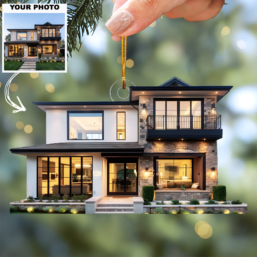 Cherished New Home - Personalized Photo Mica Ornament - Christmas Gift For Family Members