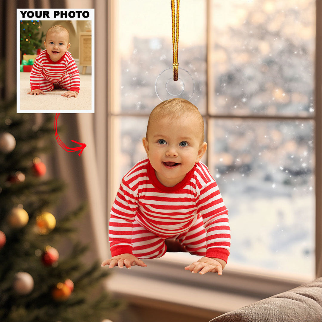Little Smile - Personalized Photo Mica Ornament - Christmas Gift For Baby, Family Members