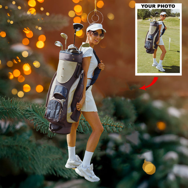 Swing Queen - Personalized Photo Mica Ornament - Gift For Golf Lovers, Family Members