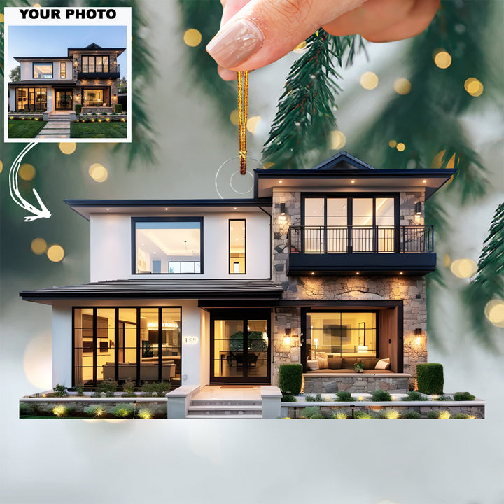 Cherished New Home - Personalized Photo Mica Ornament - Christmas Gift For Family Members
