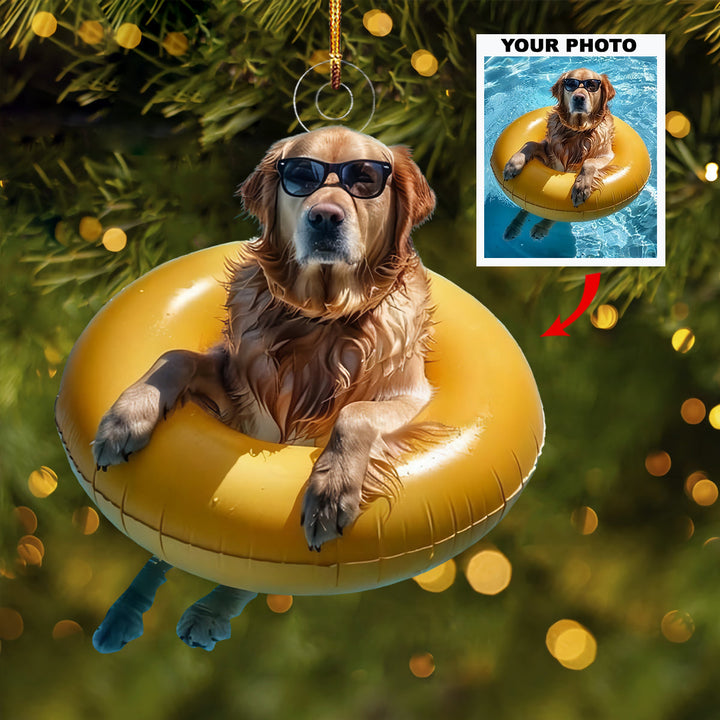 Pool Pup - Personalized Photo Mica Ornament - Gift For Dog Lovers, Pet Lovers, Dog Mom, Dog Dad